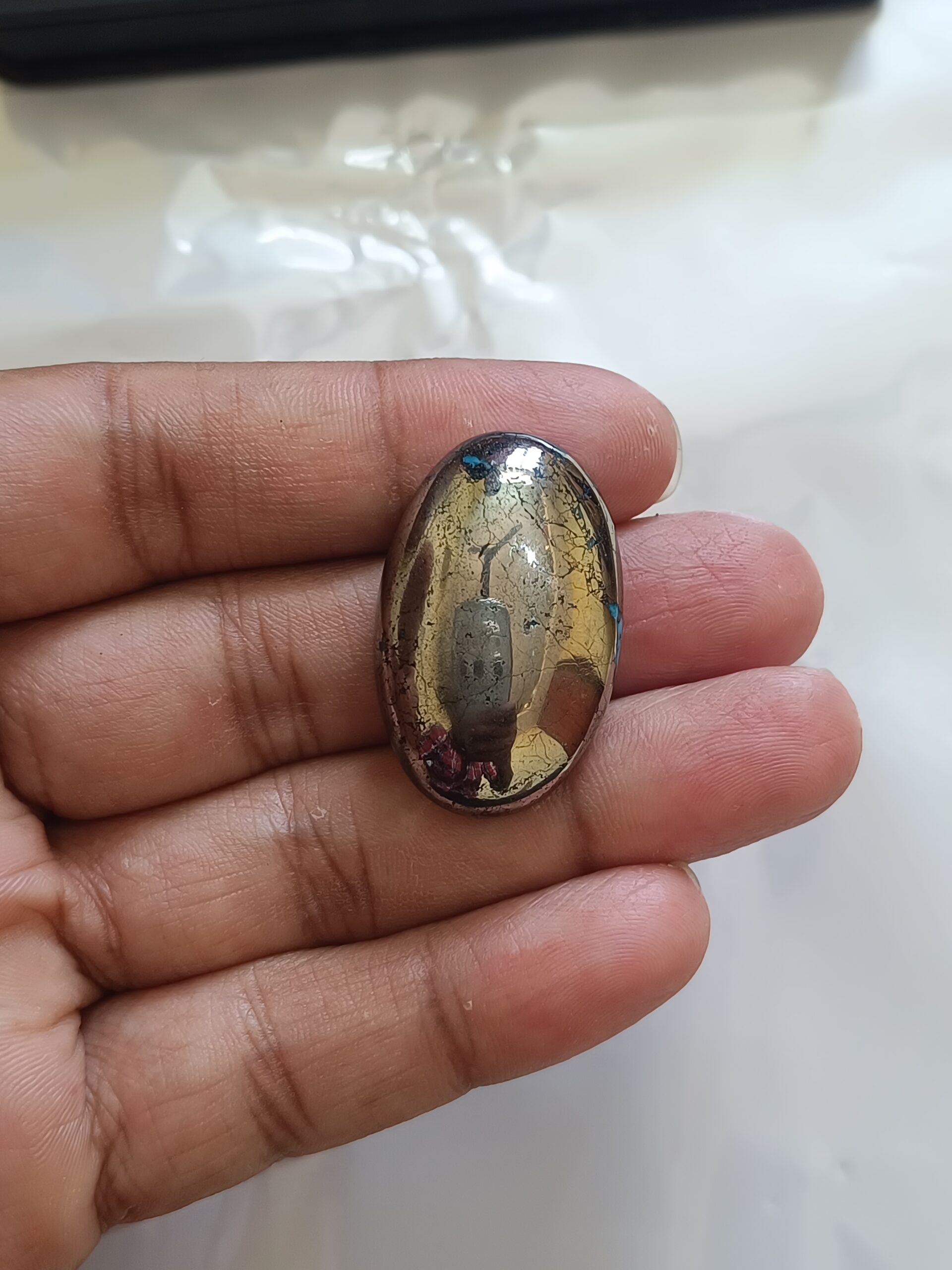 Irani Firoza Stone with Pyrite Matrix – Natural Pyrot Turquoise Certified 69 Carat - Image 4