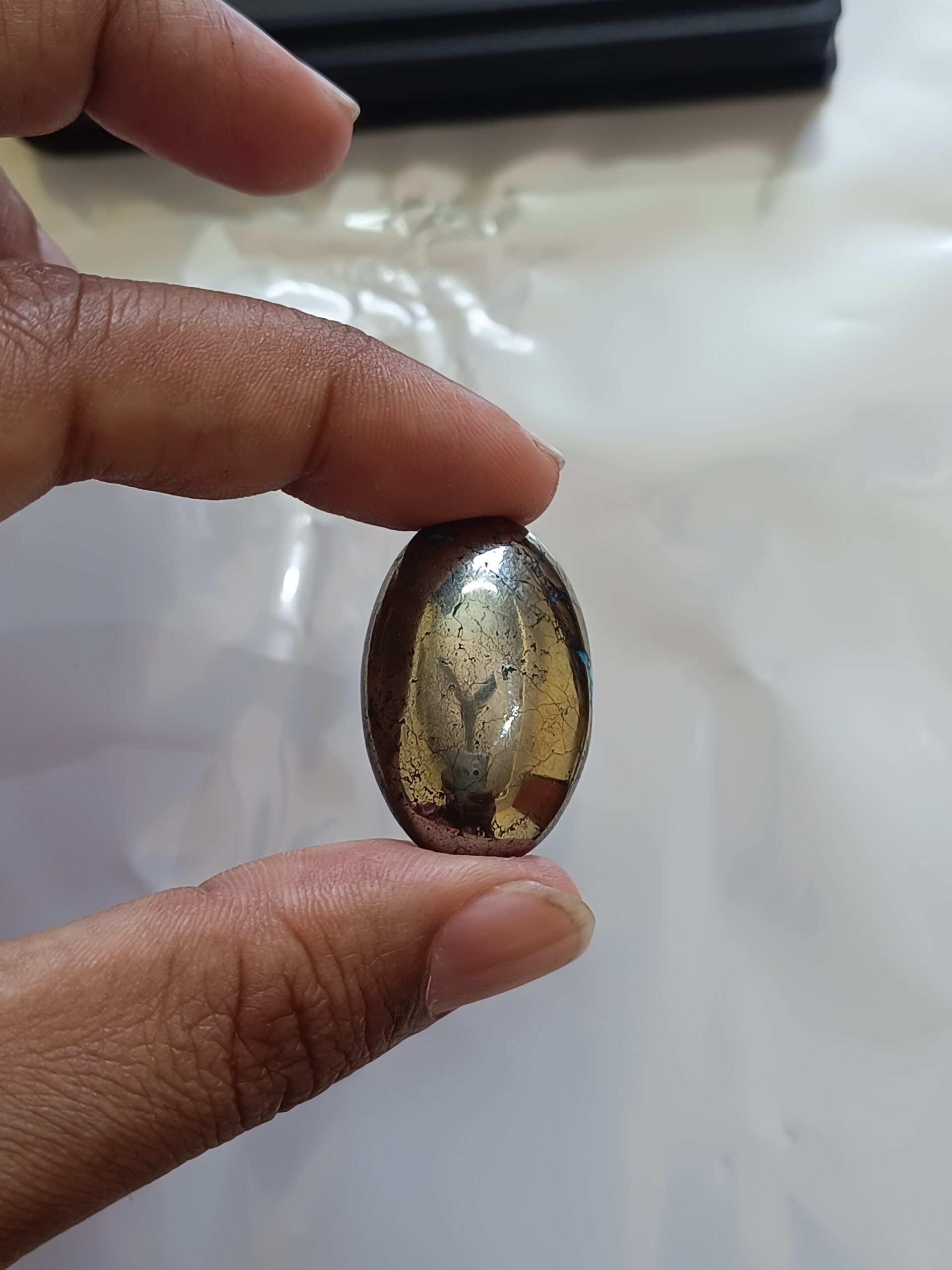 Irani Firoza Stone with Pyrite Matrix – Natural Pyrot Turquoise Certified 69 Carat - Image 5