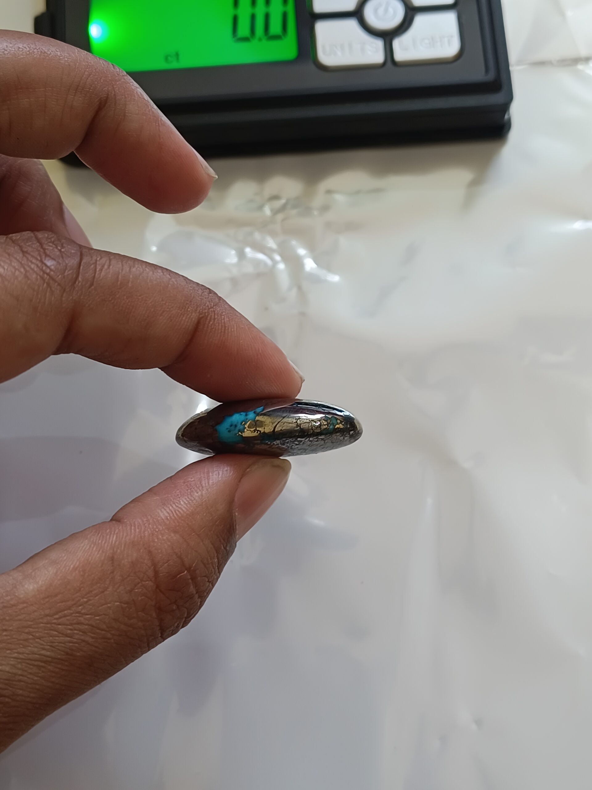 Irani Firoza Stone with Pyrite Matrix – Natural Pyrot Turquoise Certified 69 Carat - Image 7